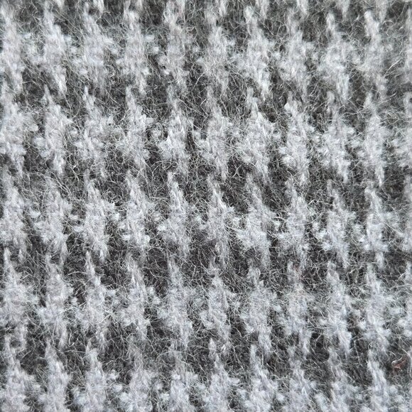 Black and Grey Cashmere Houndstooth Scarf Black Grey - Picture 8 of 10